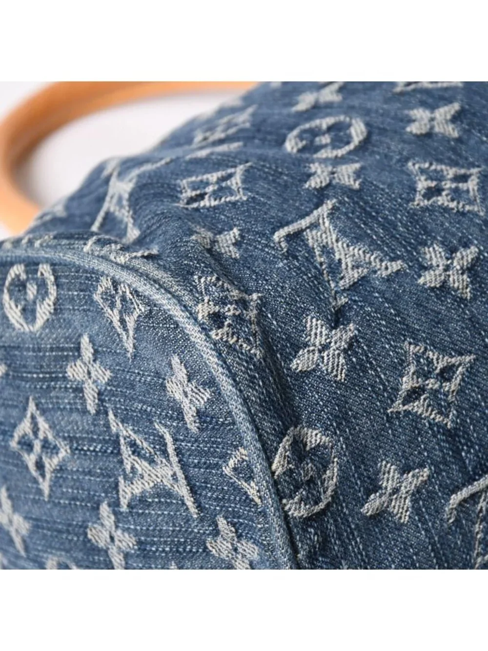 Louis Vuitton Neo Speedy Handbag Monogram Denim Indigo Blue Gold